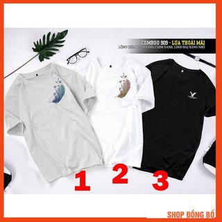 Áo phông Lông chim xanh, Lông chim nâu, Logo Đại Bàng nhỏ - Áo phông cho nam và nữ 909