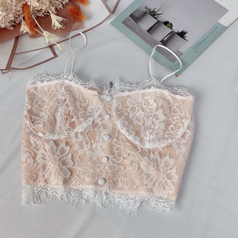 áo hai dây ren phối nút bọc thời trang sexy quyến rũ  UK