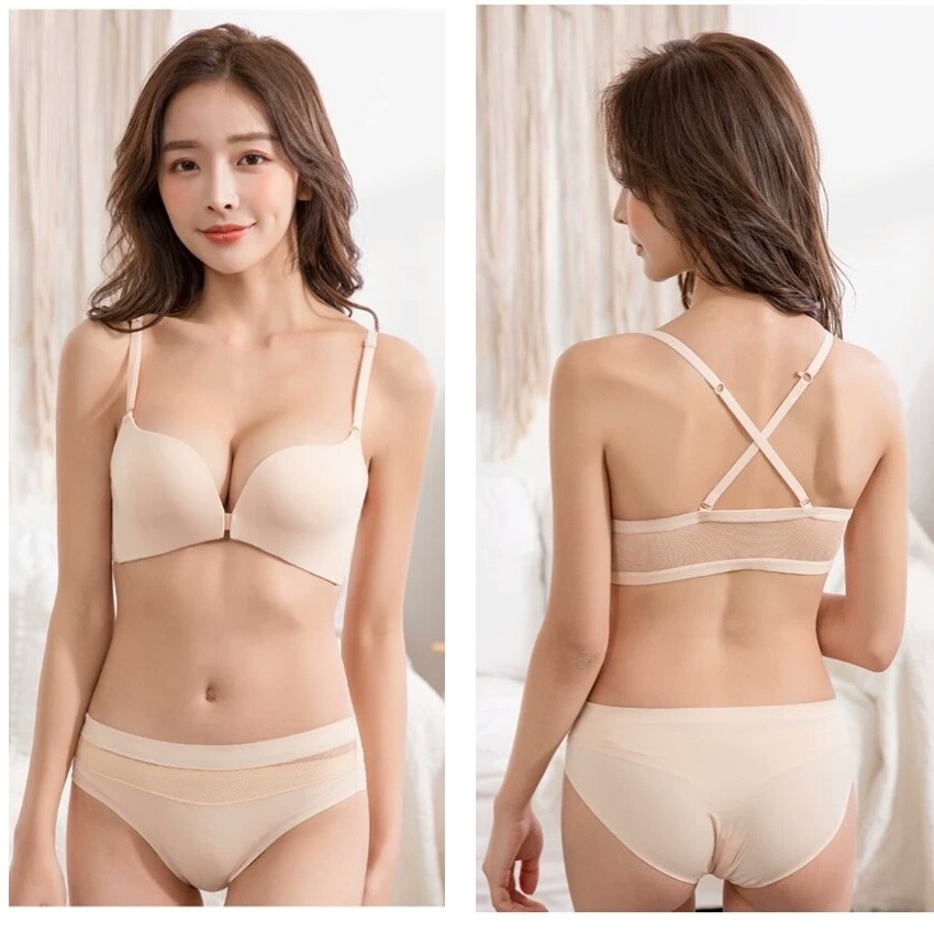 Bộ đồ lót không gọng cao cấp phối lưới nâng ngực dây đeo tạo nhiều kiểu thời trang