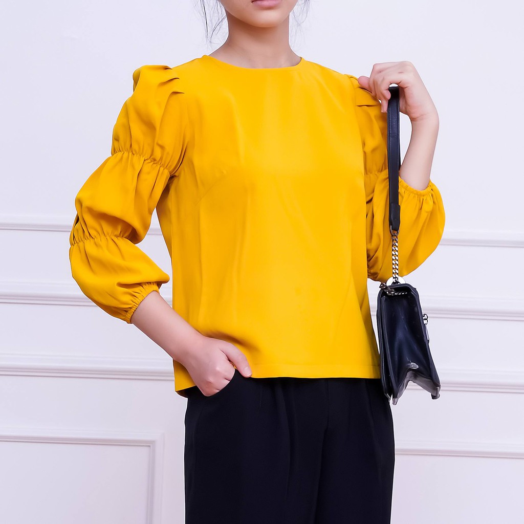 Áo kiểu sơ mi nữ dài tay chun tay TKFASHION SMKA115