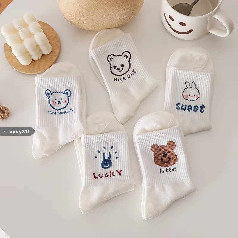 Tất Vớ Cotton In Hình Gấu Siêu Dễ Thương