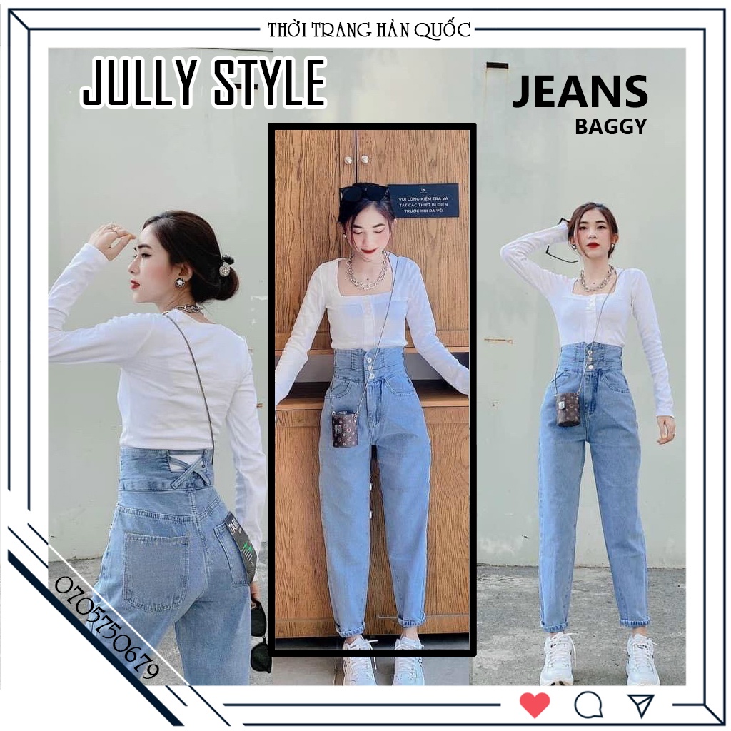 ❤️❤️ QUẦN BÒ BAGGY 3 KHUY ĐAN DÂY SAU. Chất bò đẹp cạp cao tôn dáng xuất sắc, Màu đẹp chuẩn mẫu Size S/M/L - Jully Style