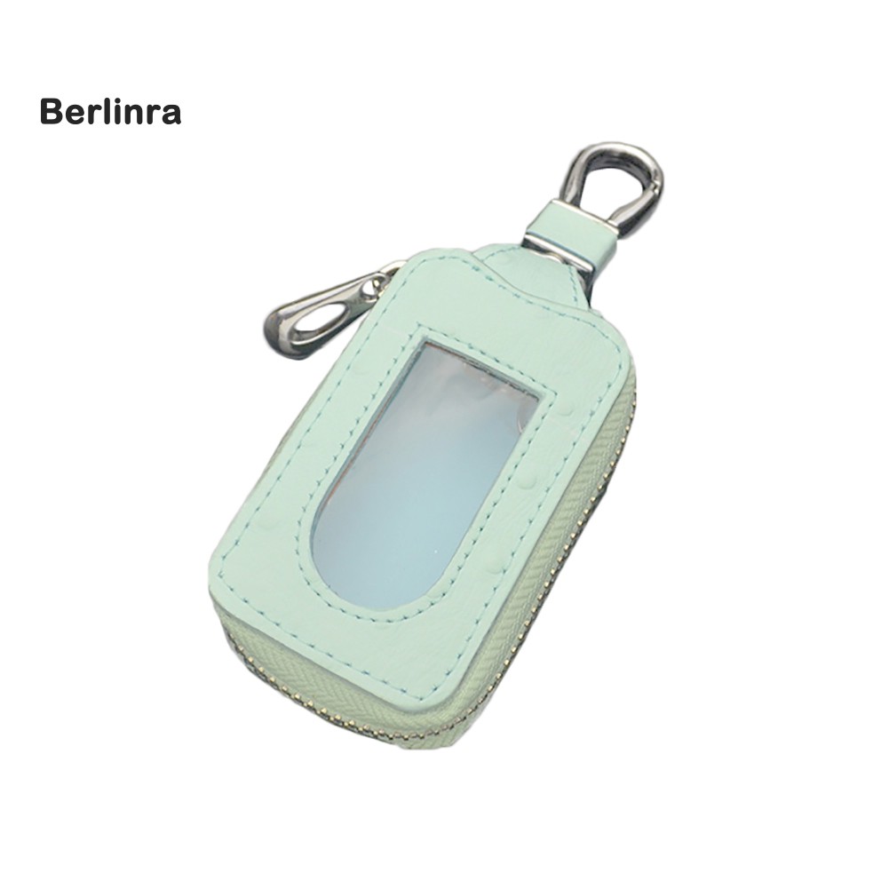 ☂Túi Da Bò Thật Trong Suốt Hình Vuông Đựng Chìa Khóa Xe Hơi Có Khóa Kéo Tiện Dụng