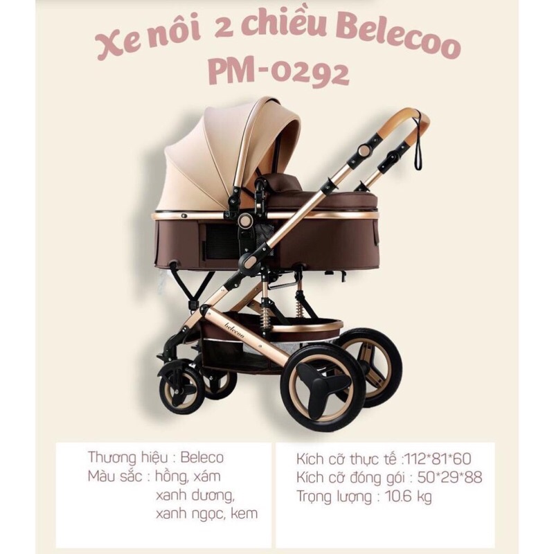 Xe nôi 2 chiều Belecoo PM - 0292 chính hãng