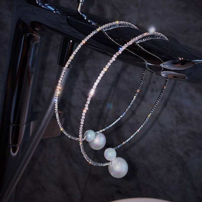 Vòng Cổ Hở Đính Ngọc Trai Và Đá Giả Kim Cương Phong Cách Hàn Quốc Mới