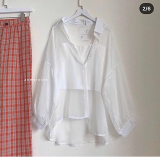Áo Sơ Mi Form Dài Oversize(kèm áo 2 dây)