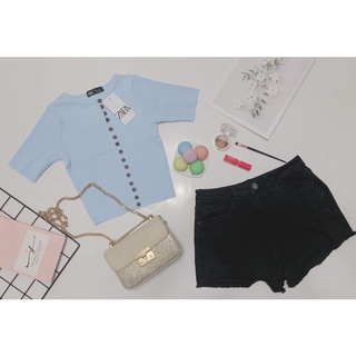 [HÌNH THẬT ]ÁO THUN GÂN CROPTOP NHIỀU NÚT