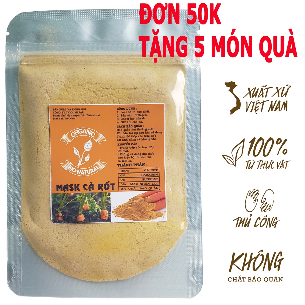 Bột Đắp Mặt Nạ Thiên Nhiên Bột Cà Rốt (Handmade)