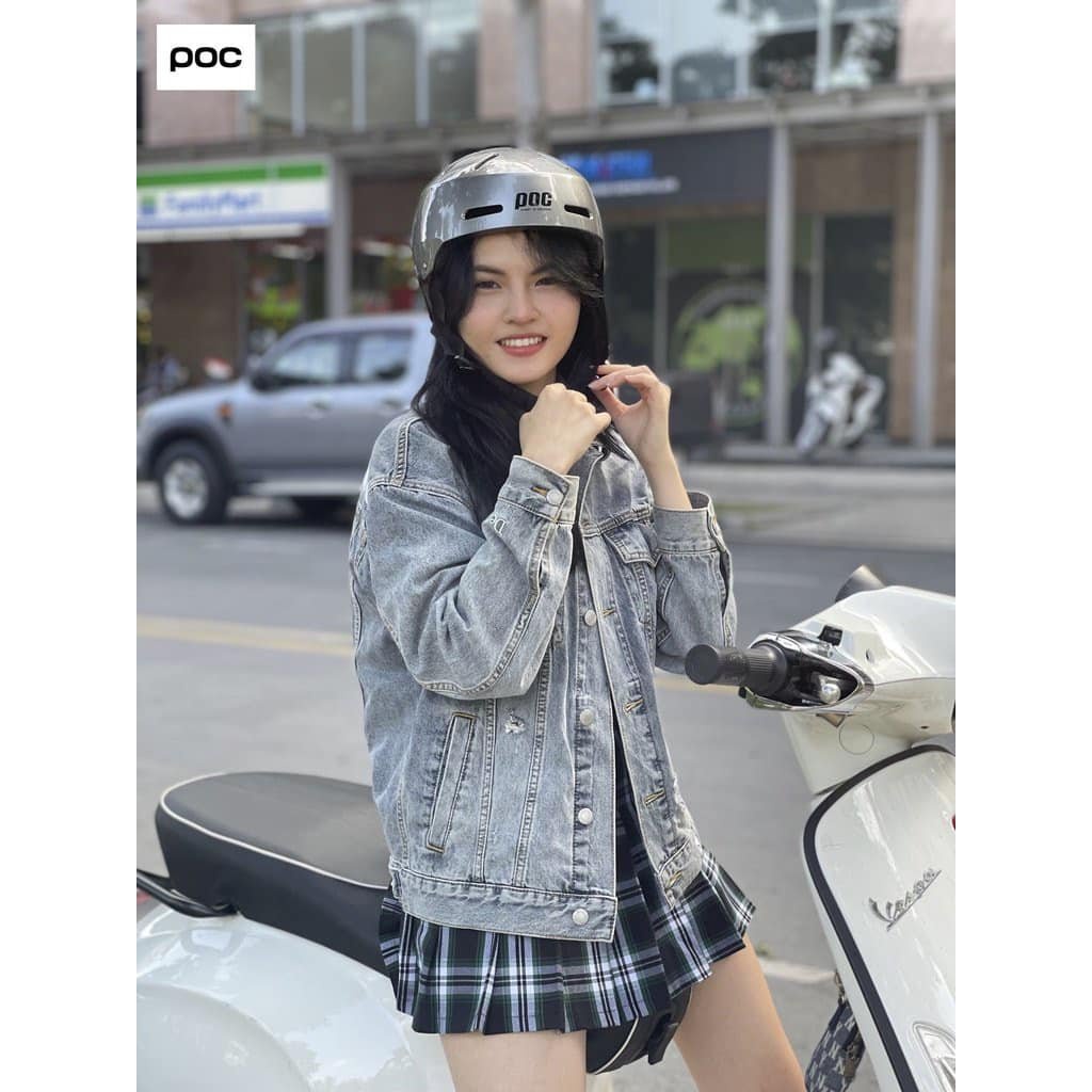 Mũ bảo hiểm nửa đầu nam nữ Poc 05 màu xám bóng cute