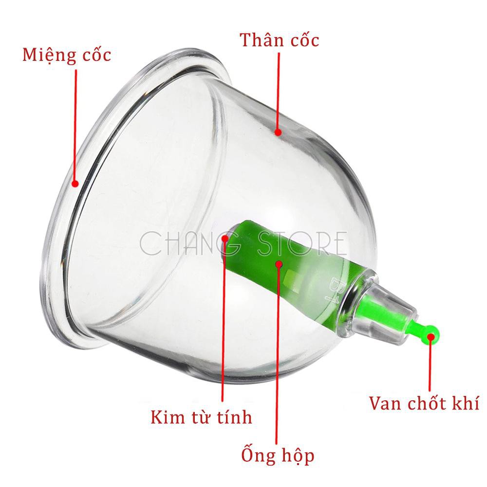 Bộ giác hơi không dùng lửa 12 cốc chất liệu nhựa trong suốt cao cấp, hiệu quả