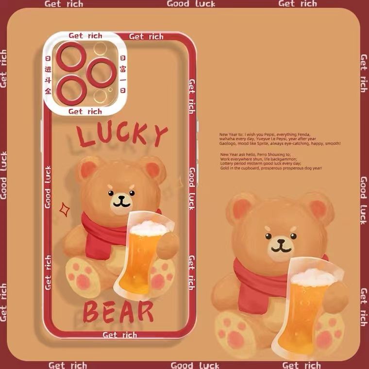 Ốp Điện Thoại Silicon TPU Mềm Trong Suốt Hình Gấu Cho Iphone 12 13 SE 6 6S 7 8 Plus X XS XR 11 Pro Max