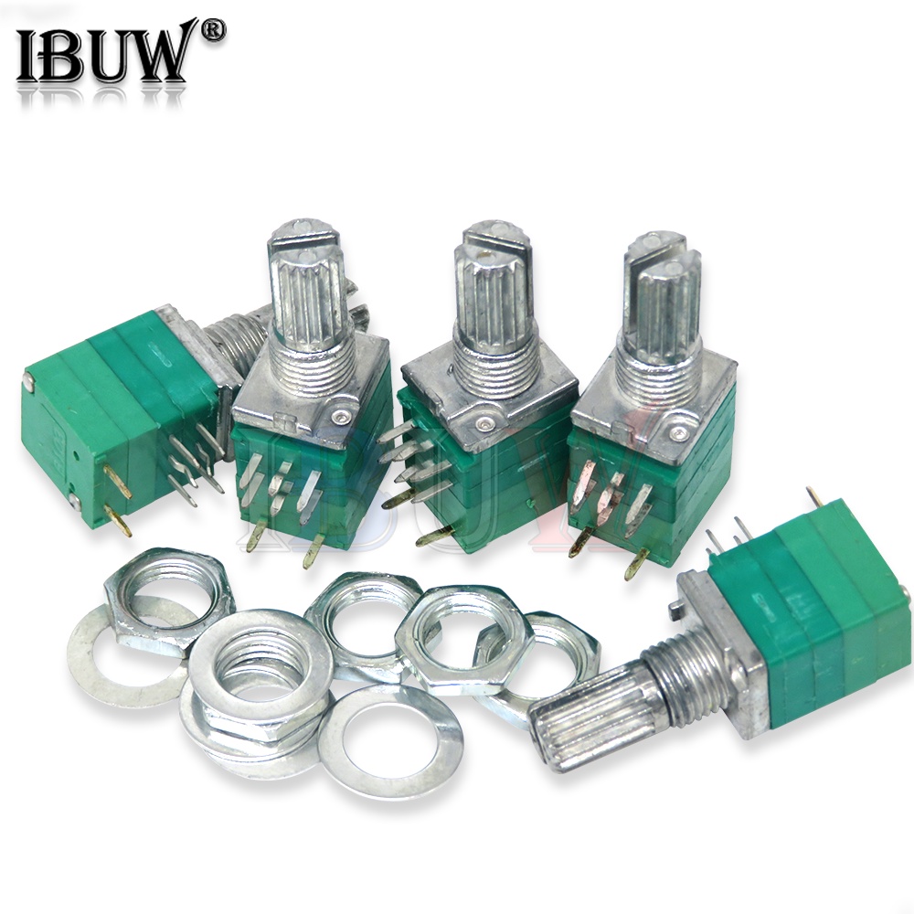 Set 5 Chiết Áp Khuếch Đại Âm Thanh rk097gs 10k 50k 8pin 15mm Màu Xanh Lá Cây rk097