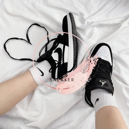 Giày Nike Jordan Cổ Thấp Panda, Giày Sneaker JD1 Low Đen Trắng Nam Nữ Thể Thao Cao Cấp Full Box Bill