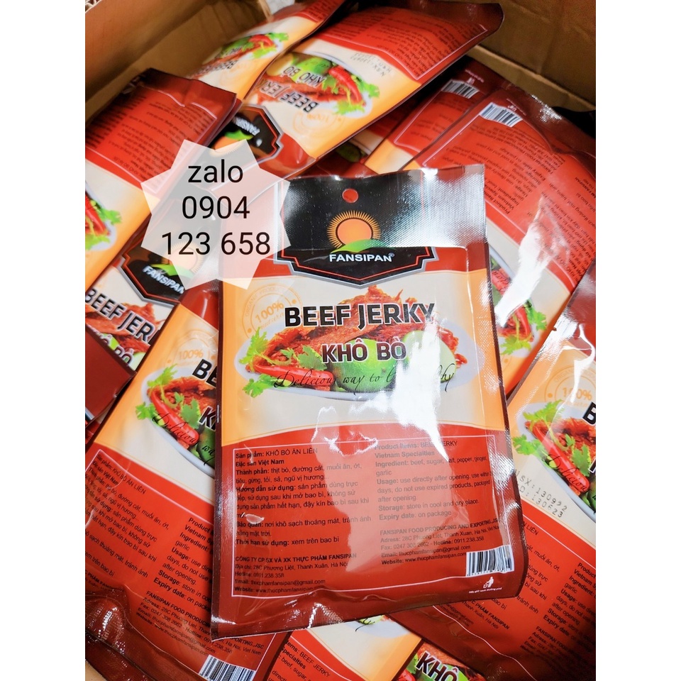 BÒ KHÔ chính hãng Fansipan gói 50g siêu ngon - Bò khô ăn vặt chính hãng đảm bảo và siêu ngon