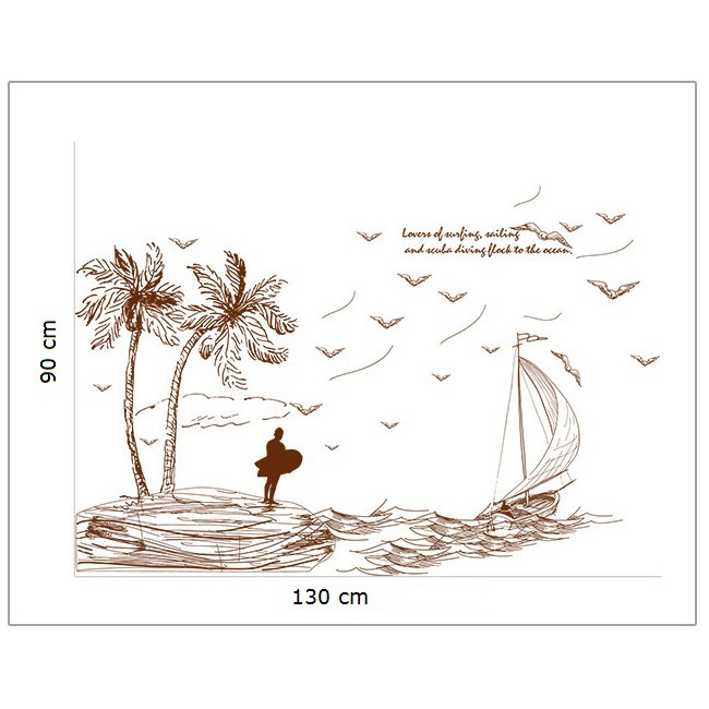 Decal dán tường 3D [HÀNG ĐẸP GIÁ TỐT ] tranh bút chì Ra khơi