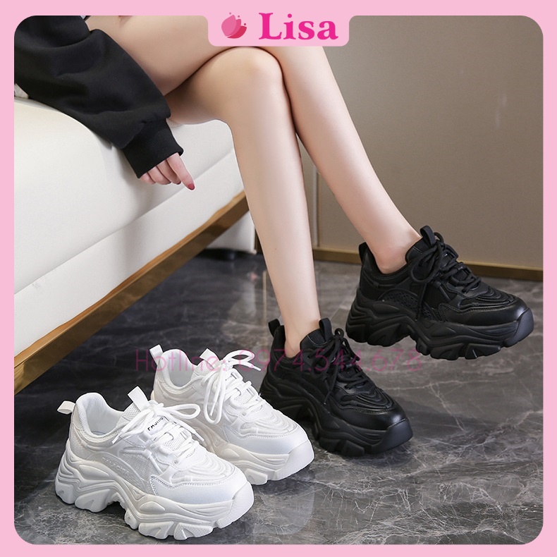 [FULL BOX] Giày Thể Thao Nữ, Giày Sneaker Nữ Độn Đế Da Mềm Phối Lưới Phong Cách Ulzzang, M64 Lisa