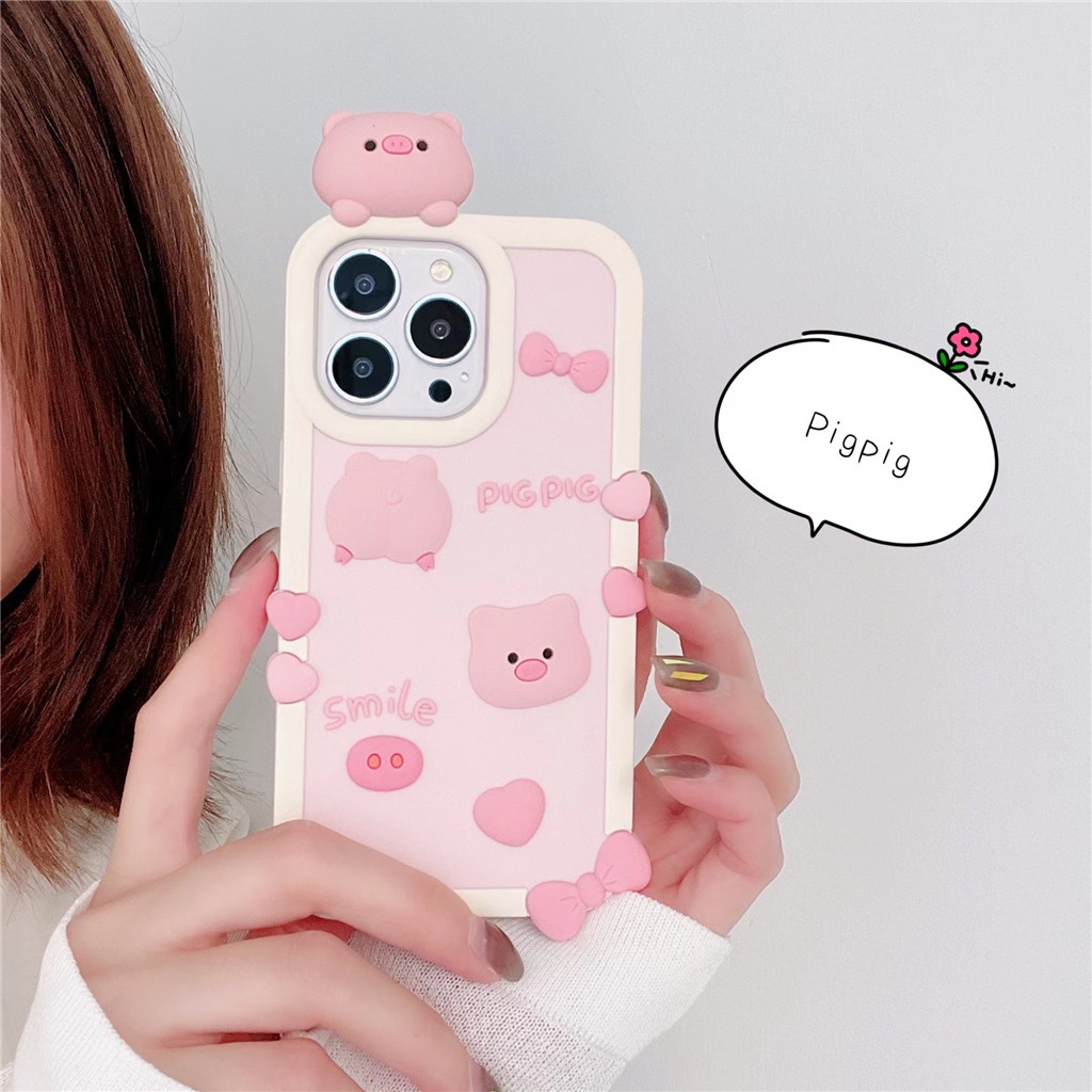 Iphone Ốp Điện Thoại Silicon Dẻo In Hình Chú Heo Đáng Yêu Cho Iphone15 pro max 14 pro max 13 pro max 12 pro max
