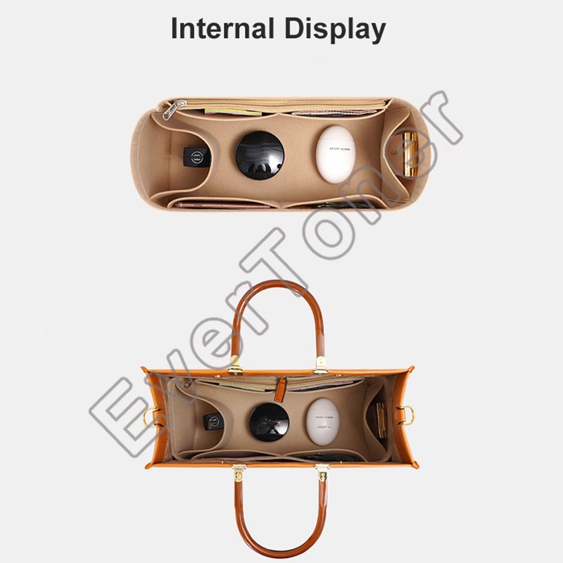 Túi chèn EVERTONER đựng đồ trang điểm bằng nỉ có khóa kéo sang trọng vừa vặn