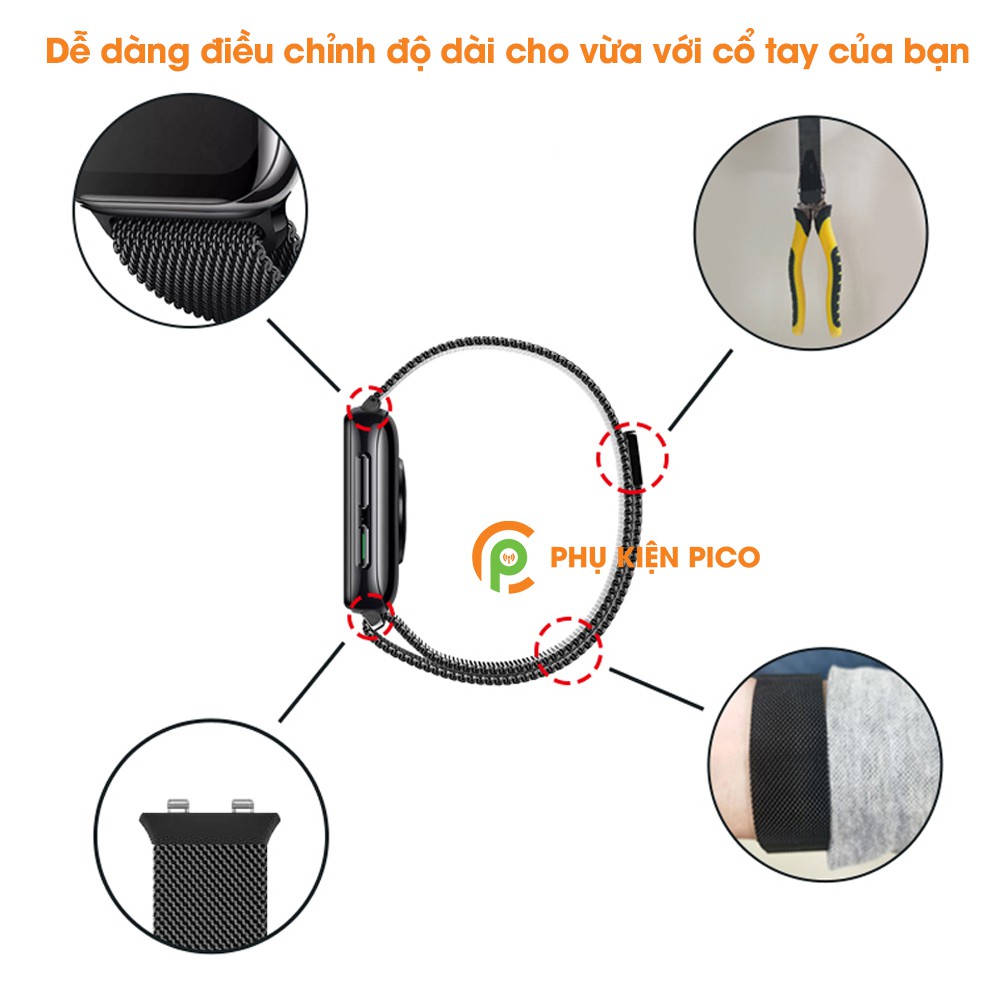 Dây đồng hồ Oppo Watch 41 46 mm dây đeo bằng thép không gỉ Milanese Loop có khóa nam châm