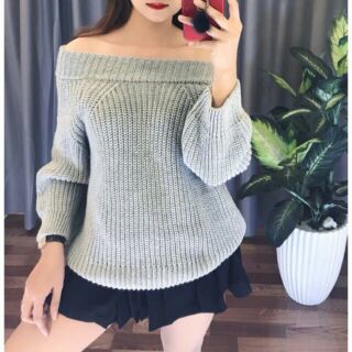 Sét chân váy áo len trễ vai