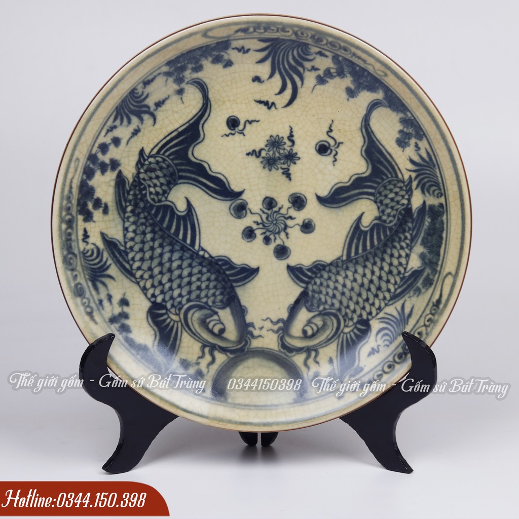 💥Quà Tết💥 Đĩa Cảnh Men Rạn Bát Tràng cao cấp - Đĩa Phong Thủy