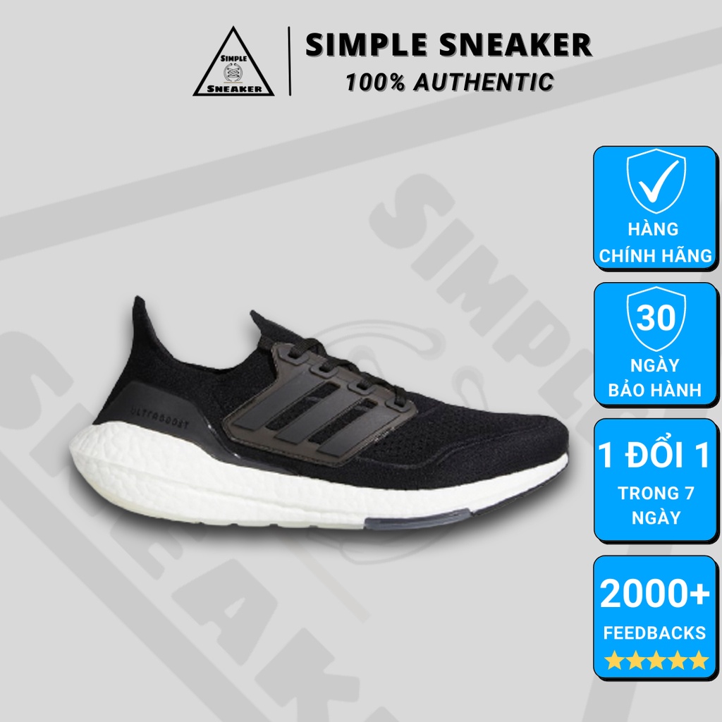 Giày Thể Thao Nam Nữ Chính HãngFREESHIPAdidas Ultraboost 21 Core Black Chuẩn Auth- Giày Ultra Boost 21- Simple Sneaker