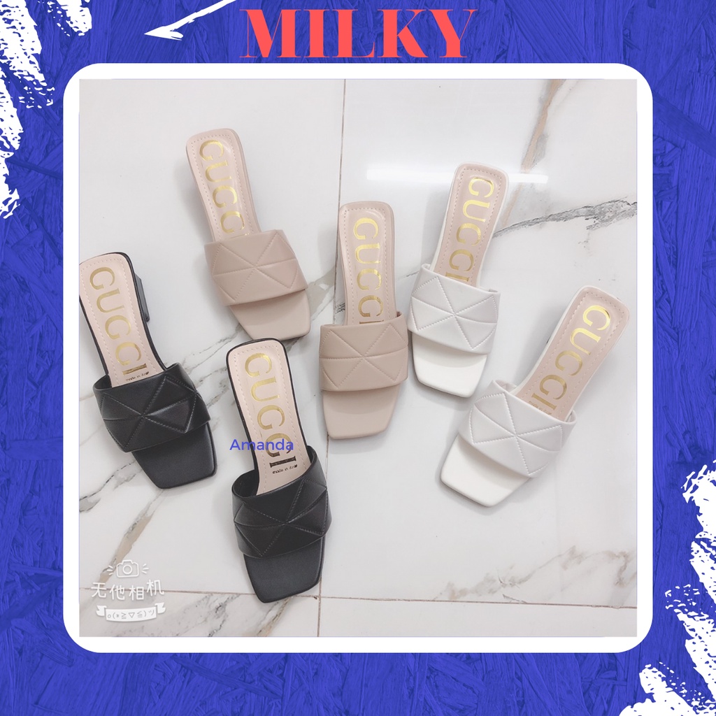 Sandal nữ , Dép thời trang nữ MILKY Sandal lê trám 3P size 35 36 37 38 39