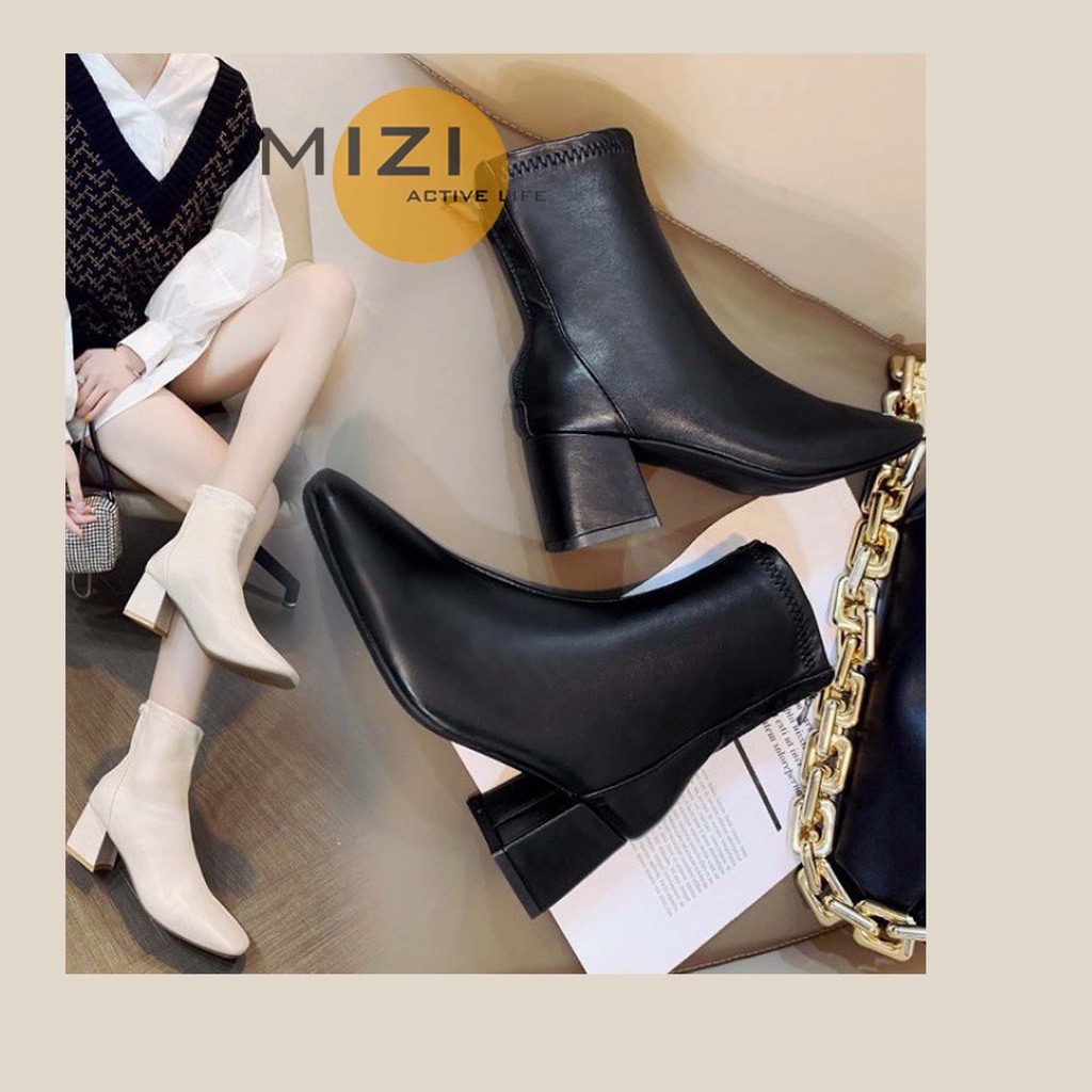 Giày bốt nữ cổ cao Hàn Quốc cao gót ulzzang thời trang đẹp Mizi BOT02 | BigBuy360 - bigbuy360.vn