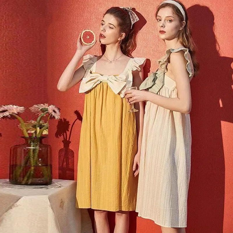 Đầm Ngủ Hai Dây 100% Cotton Thời Trang Mùa Hè Cho Nữ