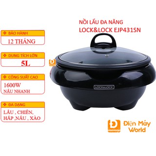 [Nồi Lẩu] Nồi lẩu điện đa năng lock & lock EJP431SN dung tích 5L, bảo hành 12 tháng chính hãng