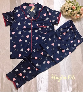 BỘ LỤA SATIN ÁO CỘC QUẦN DÀI HÌNH TRÁI TIM
