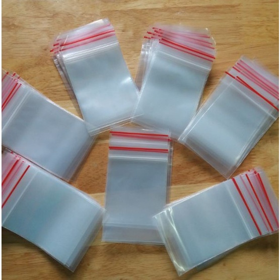 Túi zip chỉ đỏ nhiều khích thước - Túi zip chỉ đỏ loại dày gói 100gm