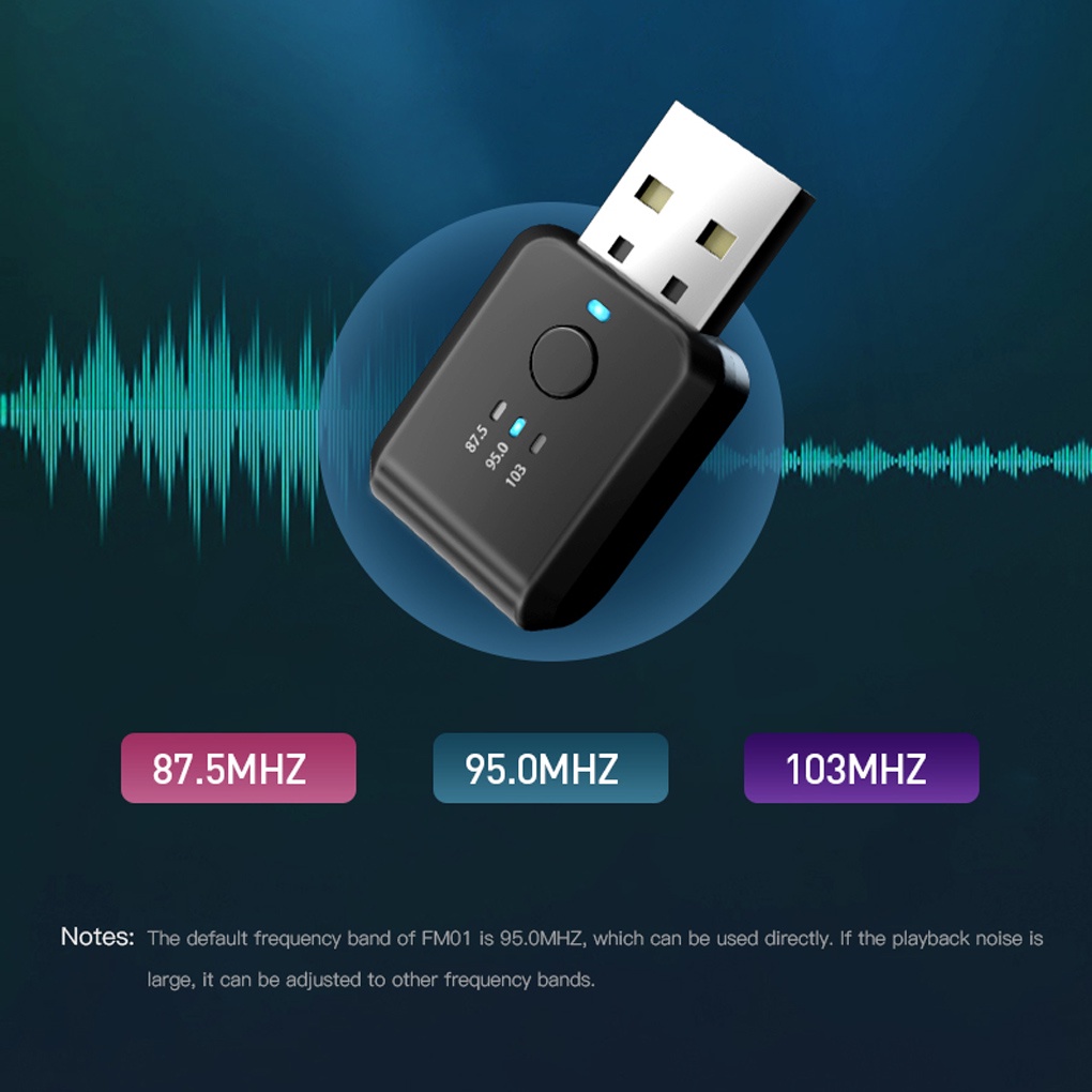 Car USB Transmitter Bluetooth-compatible V5 1 Audio Adapter Travel Button Control Transmitting Automobile Sound Music