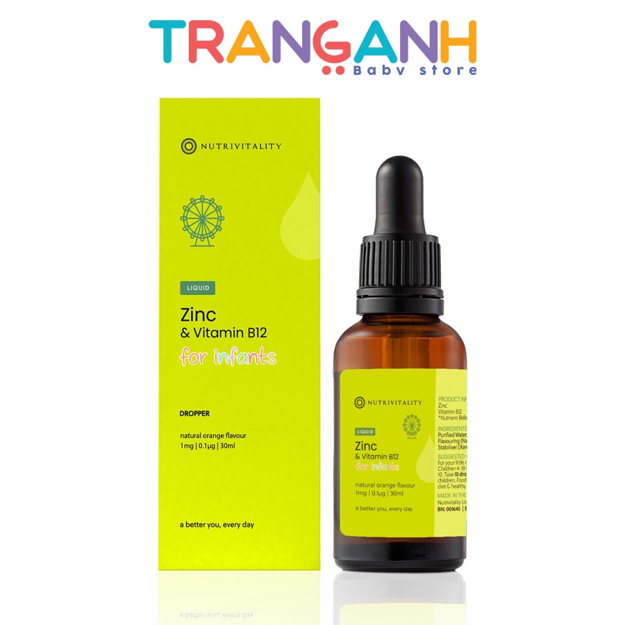 Kẽm Nutrivitality Zinc Vitamin B12 hỗ trợ tăng đề kháng cho bé