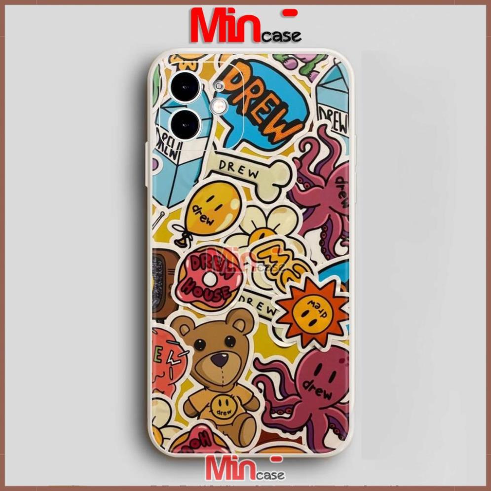Ốp lưng iPhone Drew cạnh viền vuông silicon mềm dẻo cho iphone 6/6s/7/8/X/XS/XR/11/12/13 Pro Plus Max cute dễ thương đẹp