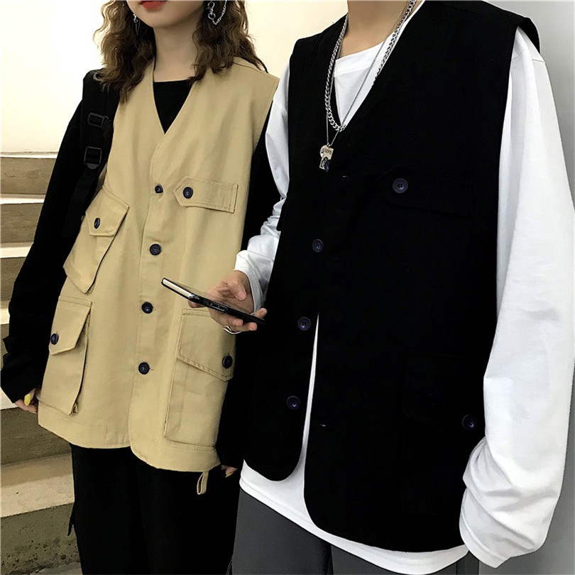 [Hàng Sẵn Sàng] Miễn Phí Vận Chuyển Áo Vest Dành Cho Nam Và Nữ 126459Quần Dài Dáng Rộng Màu Trơn Phong Cách Harajuku Hàn Quốc Dễ Phối Đồ