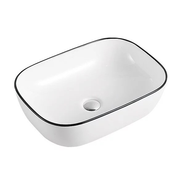 Chậu rửa mặt lavabo viền đen men tuyết nano chống bám bẩn (nghỉ bán thanh lý)