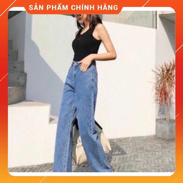Quần baggy nữ ống rộng cao cấp vải jean dày đẹp loại 1 chuẩn shop
