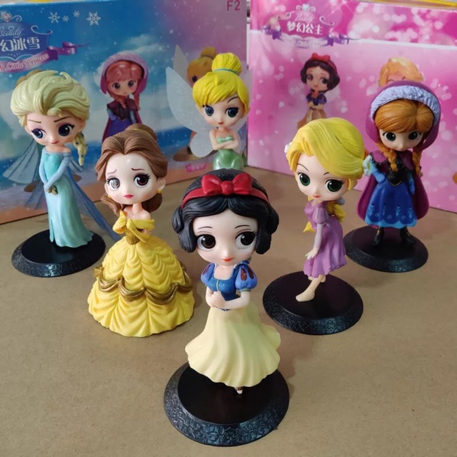 🌸🌸 Set 3 Mô Hình Công Chúa Disney phiên bản Q Chibi 🌸🌸  Elsa Anna Tinkerbell Rapunzel Belle Snow White 🌸🌸 15-16cm