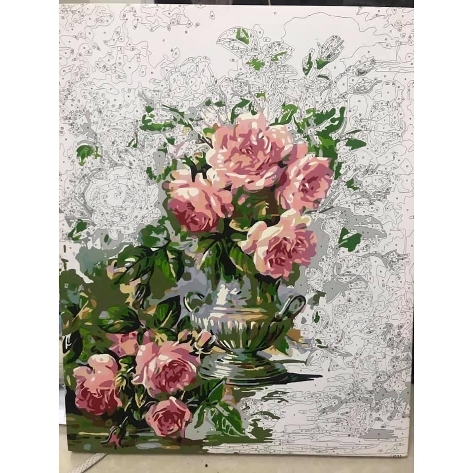 Tranh tô màu theo số cô gái tóc xù độc thân Aeppol sale căng khung 40x50cm dày 2.5cm