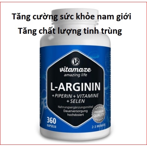 Đồ uống Vitamaze L Arginin lọ 360 viên của Đức