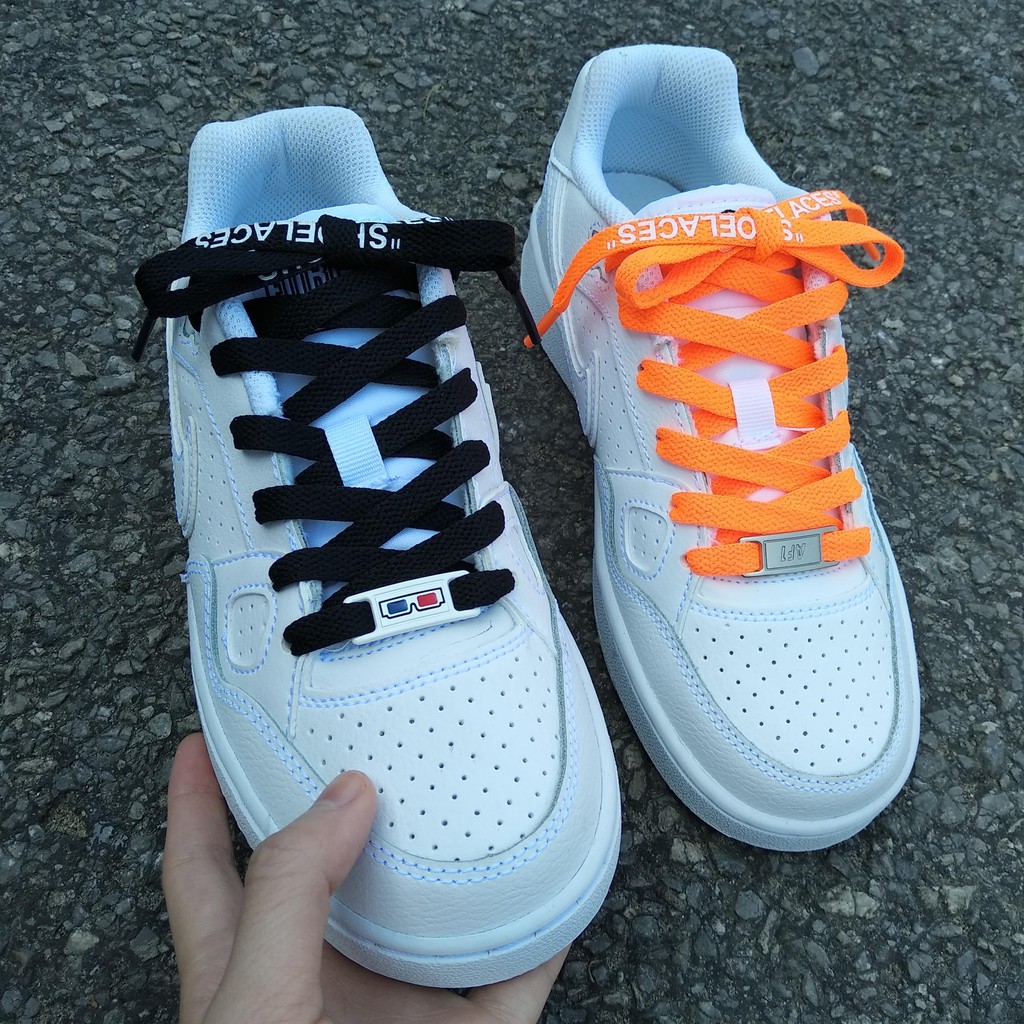 Dẹt / Oval Dây giày off white sneaker air jordan in chữ shoelaces 2 mặt aj aj1