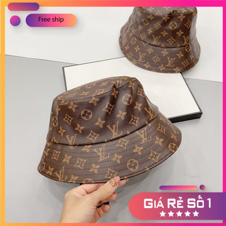 Mũ Bucket LV - Lưỡi trai Da LV Thời Trang, Chất Liệu Da PU Cao Cấp, Màu Nâu, Họa Tiết Logo Hãng Đặc Trưng, Full Tag