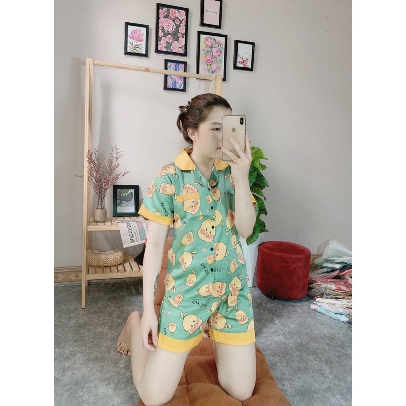 [ACQC] BỘ PIJAMA LỤA HÌNH CỔ TRƠN