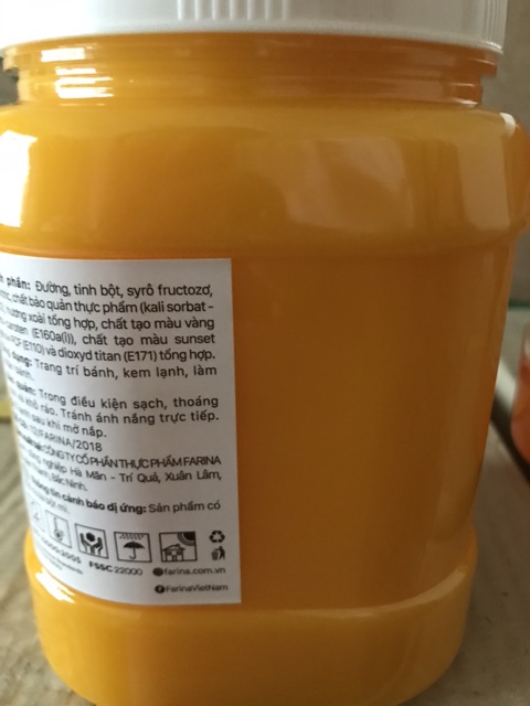 Mứt trái cây hương xoài phủ bánh Farina 1kg