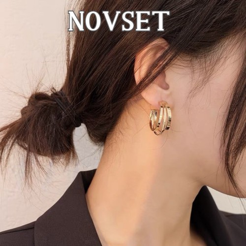 Khuyên Tai Nữ Novset / Bông tai Nữ Kiểu dáng set 3 hình tròn dẹt cao cấp cho nàng