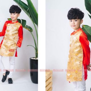 Áo dài bé trai 8-30kg gấm phối lụa hot hit