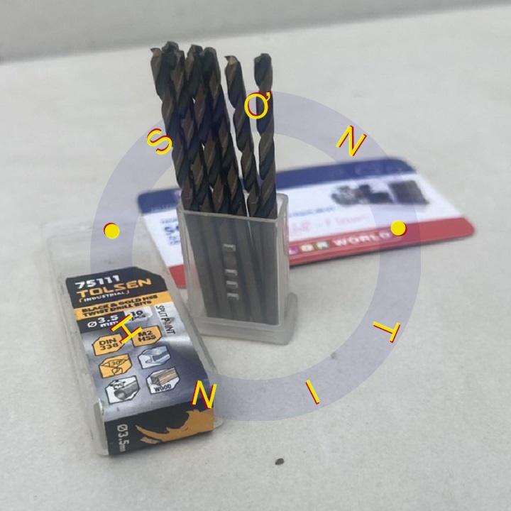 Mũi khoan sắt HSS vàng đen đa năng gỗ, sắt, inox 3.5mm Tolsen 75111