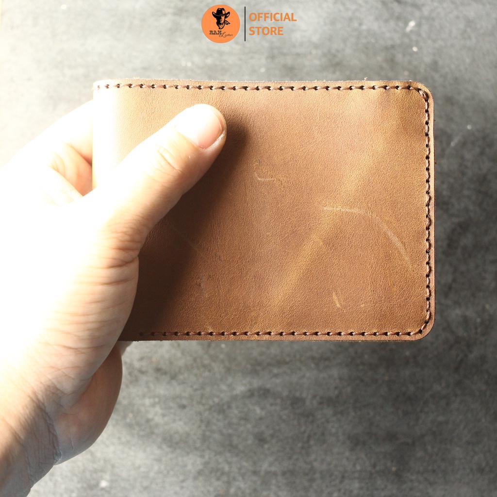 Ví nam dáng ngang da bò màu nâu sáng - RAM Leather
