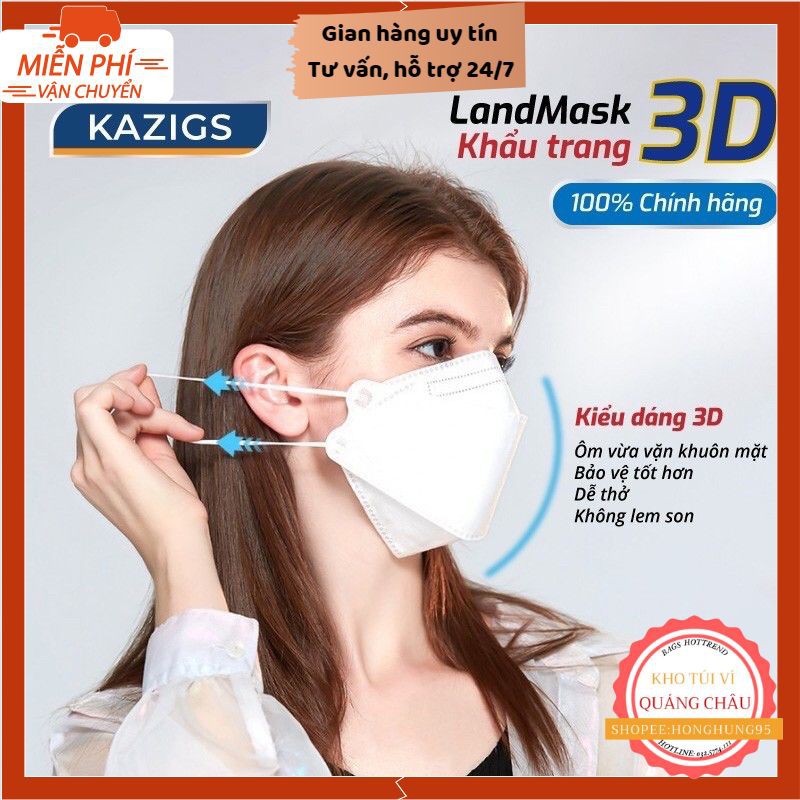 Khẩu Trang 3D Mask LAND MASK FREESHIP Khẩu Trang Y Tế Kháng Khuẩn ,Ngăn Bụi Mịn, Hot